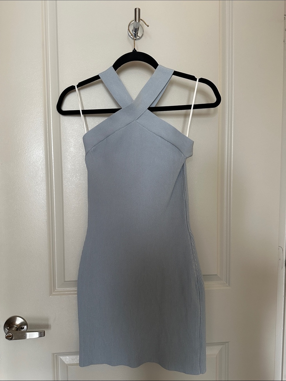 Aritzia Babaton Ribbed Cross-Halter Mini Dress